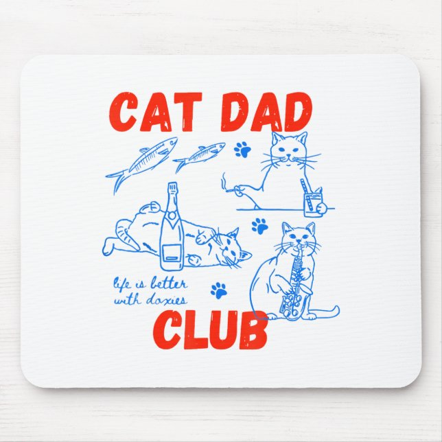 Retro Cat Dad Club Life Is Better With Cats Funny  Mouse Mat (Front)