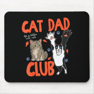 Retro Cat Dad Club Life Is Better With Cats Vintag Mouse Mat