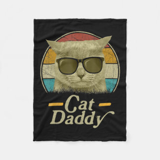 Retro Cat Daddy 80s 90s Style Cat Retro Cat Sungle Fleece Blanket