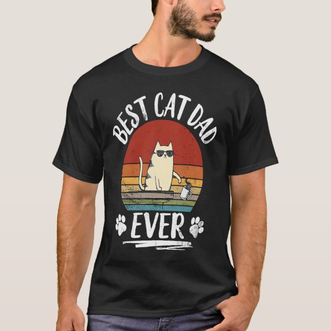 Retro Cat Daddy  Best Cat Dad Ever  Cat Kitty T-Shirt (Front)