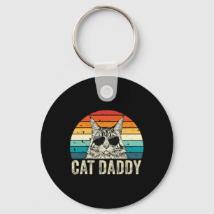 Retro Cat Daddy Vintage Distressed Maine Coon Cat Key Ring
