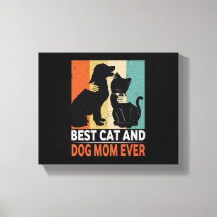 Retro Cat Dog Mum Cat Mama Furmama Puppy Kitty Mot Canvas Print
