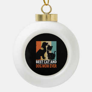 Retro Cat Dog Mum Cat Mama Furmama Puppy Kitty Mot Ceramic Ball Christmas Ornament