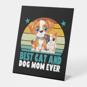 Retro Cat Dog Mum Cat Mama Furmama Puppy Kitty Mot Pedestal Sign