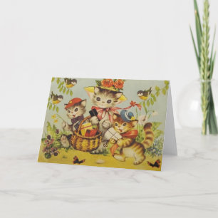 Retro Cat Family Outing Note Card