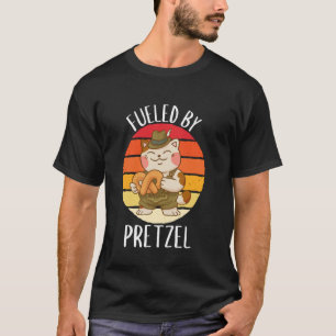 Retro Cat Fuelled By Pretzel Vintage Pretzel Food T-Shirt