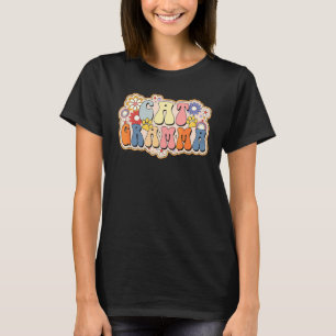 Retro Cat Gramma Vintage Floral Cat For Women Gir T-Shirt