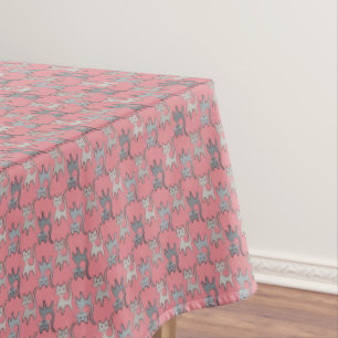 Retro Cat Graphic Pattern Grey Tablecloth