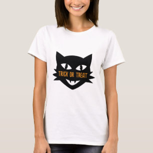 Retro Cat Halloween Trick or Treat T-Shirt