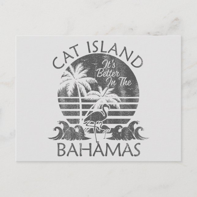 Retro Cat Island Bahamas Postcard Vacation Cruise (Front)