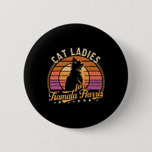 Retro Cat Lady Is Voting Kamala Harris 2024 Presid 6 Cm Round Badge