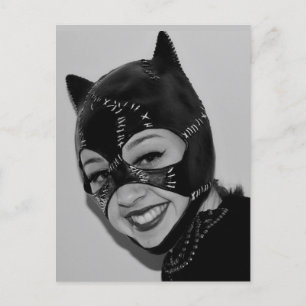 RETRO CAT LADY LEATHER MASK POSTCARD