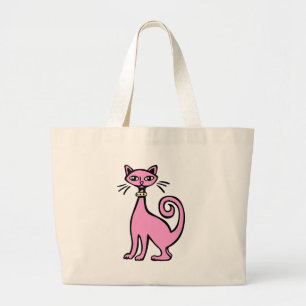 Retro Cat Large Tote Bag