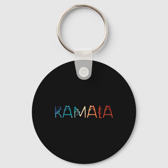 Retro Cat Lettering Positive Funny  Key Ring (Front)