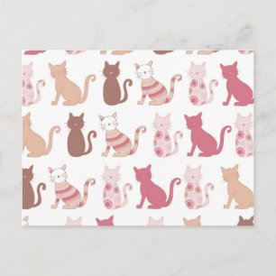 Retro Cat Lovers Pattern Postcard