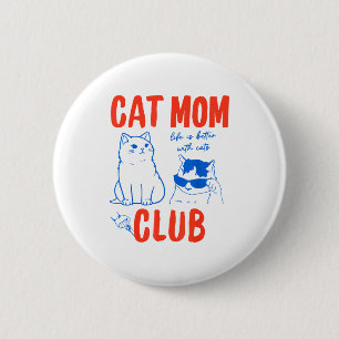 Retro Cat Mom Club Funny Cat Meme Mama Grandma Mot 6 Cm Round Badge