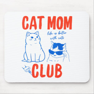 Retro Cat Mom Club Funny Cat Meme Mama Grandma Mot Mouse Mat