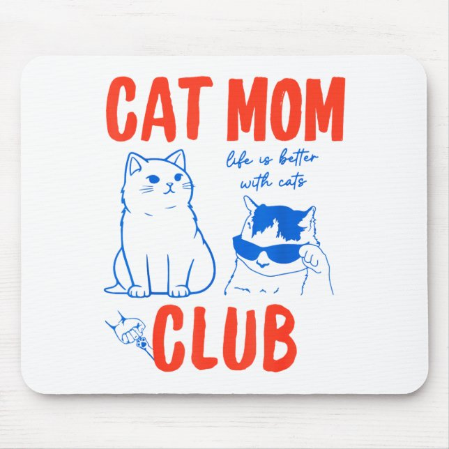 Retro Cat Mom Club Funny Cat Meme Mama Grandma Mot Mouse Mat (Front)