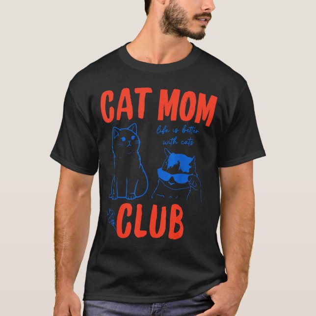 Retro Cat Mom Club Funny Cat Meme Mama Grandma Mot T-Shirt (Front)