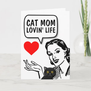 RETRO CAT MOM GREETING CARD