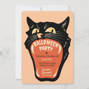 Retro Cat Mouth Halloween Party Invitation