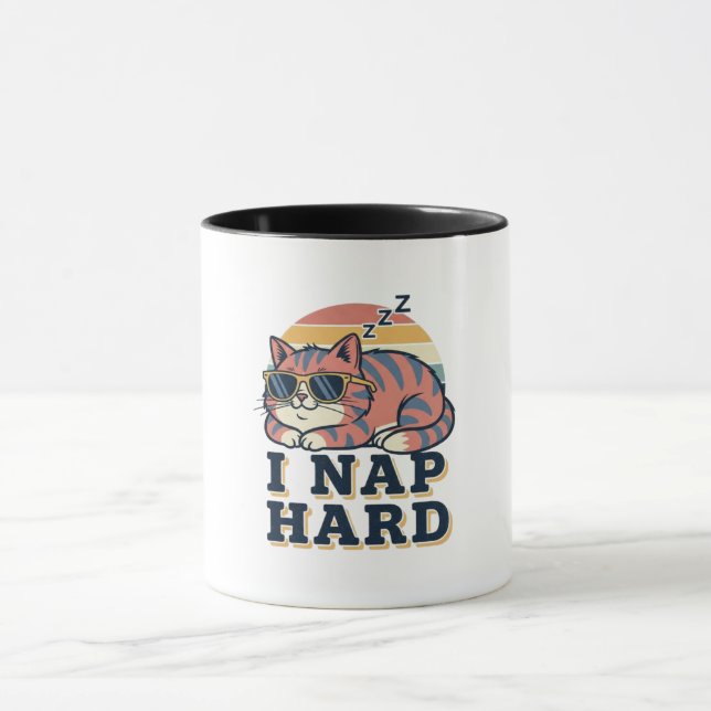 Retro Cat Nap Humor Color Inside Mug (Center)