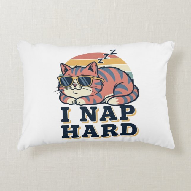 Retro Cat Nap Humor Rectangular Pillow (Front)