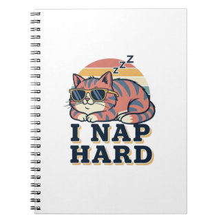 Retro Cat Nap Quote Lined Notebook