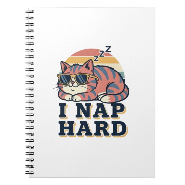 Retro Cat Nap Quote Lined Notebook (Front)