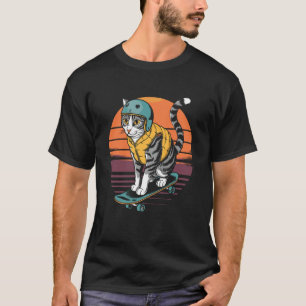 Retro Cat On Skateboard T-Shirt