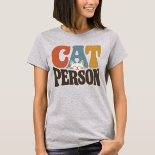 Retro Cat Person Typography Cat Lover T-Shirt