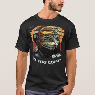 Retro Cat Pilot MEOW Kitty Owner Fur Parent Pet 2 T-Shirt