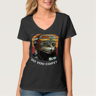 Retro Cat Pilot MEOW Kitty Owner Fur Parent Pet 2 T-Shirt