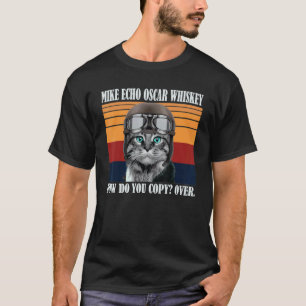 Retro Cat Pilot Meow Kitty Owner Fur Parent Pet T-Shirt