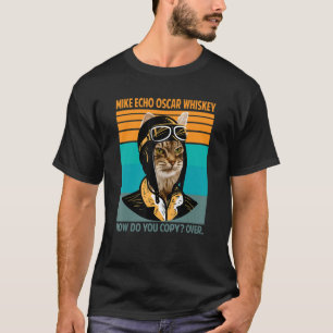 Retro Cat Pilot Meow Kitty Owner Fur Parent Pet T-Shirt