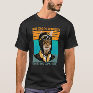 Retro Cat Pilot Meow Kitty Owner Fur Parent Pet T-Shirt