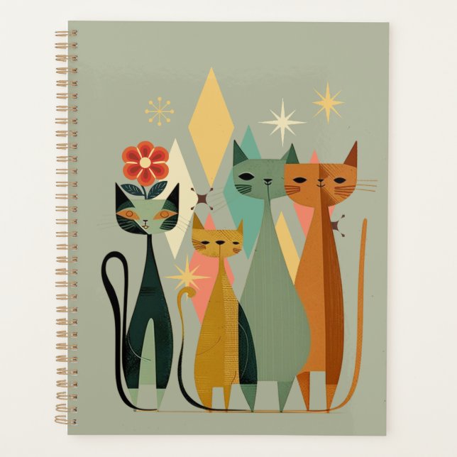 Retro Cat Planner, Mid-Century Cats Planner (Front)