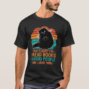 Retro Cat Read Books Avoid People Bookworm Book Re T-Shirt
