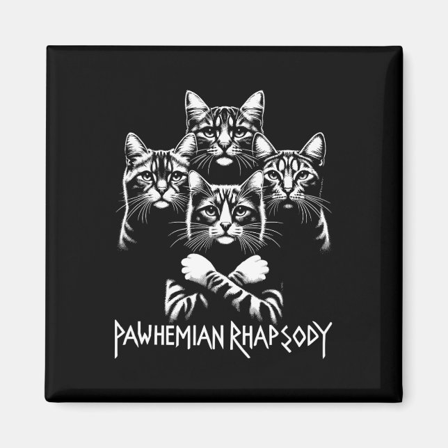 Retro Cat Rock Music Concert Band Men Kids Women F Magnet (Front)