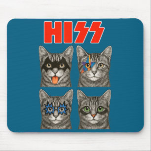 Retro Cat Rock Music Concert Illustration Mouse Mat