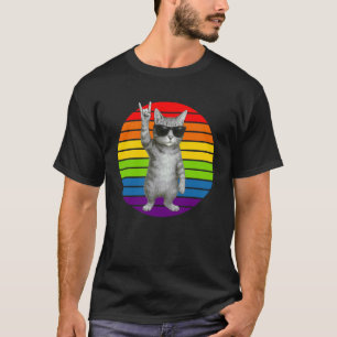 Retro Cat Rock Spotlight, Funny Kitty Rockstar Cat T-Shirt