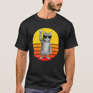 Retro Cat Rock Spotlight, Funny Kitty Rockstar Cat T-Shirt