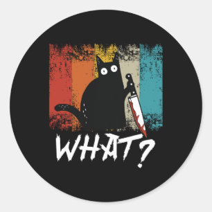 Retro Cat Shirt For Women Men Boys Girls Classic Round Sticker