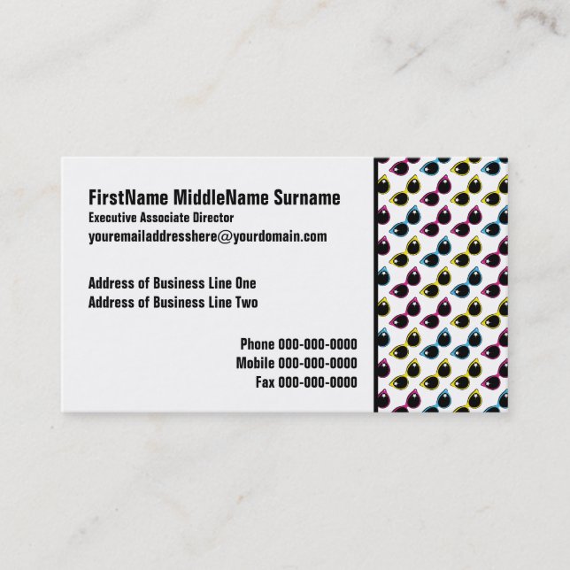 Retro Cat Sunglasses Pattern Business Card (Front)