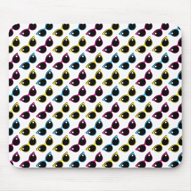 Retro Cat Sunglasses Pattern Mouse Mat (Front)