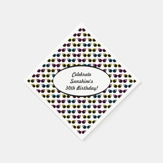 Retro Cat Sunglasses Pattern Napkin (Corner)