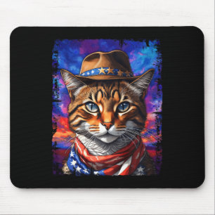Retro Cat Usa American Flag Kitten Kitty Lover 4th Mouse Mat