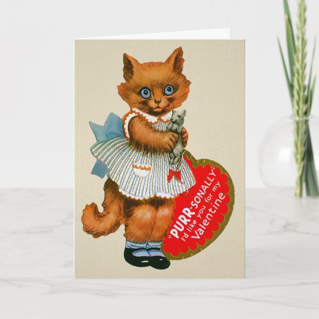 Retro Cat Valentine's Day Card (Front)