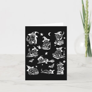 Retro Cat Witch Halloween Cat Pumpkin Salem Witch Card