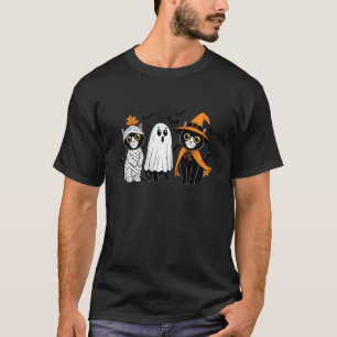Retro Cat Witch Scary Halloween Pumpkin Women Men T-Shirt